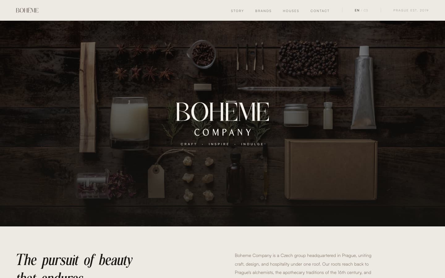 Boheme Company – website preview